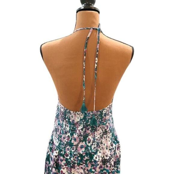 Lost + Wander Floral Print Maxi Dress with Smocking and Halter Ties – Size XL - Picture 6 of 9